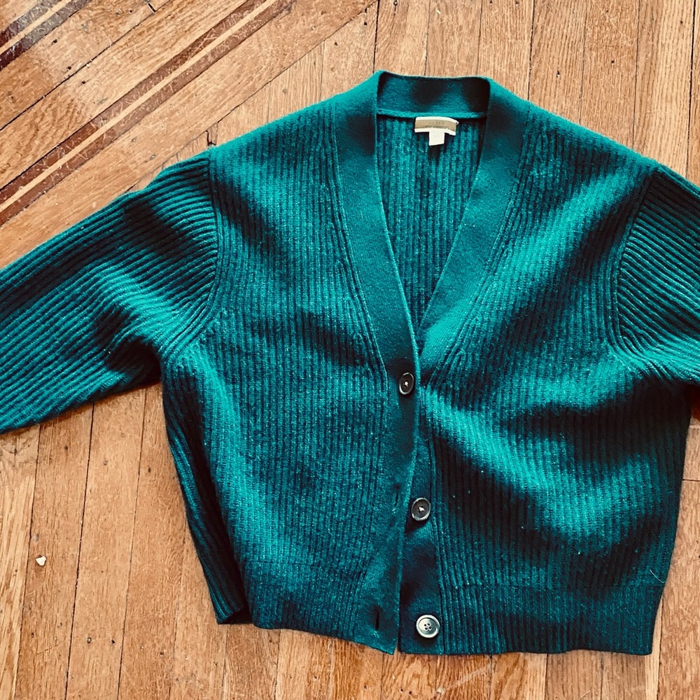 J.Crew cashmere cardigan, extra small emerald screen